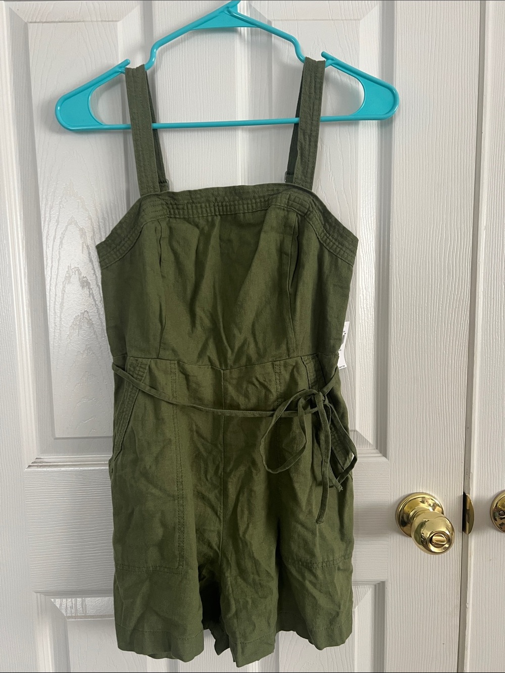 Old Navy Olive Green Cotton-Linen Girls Romper
